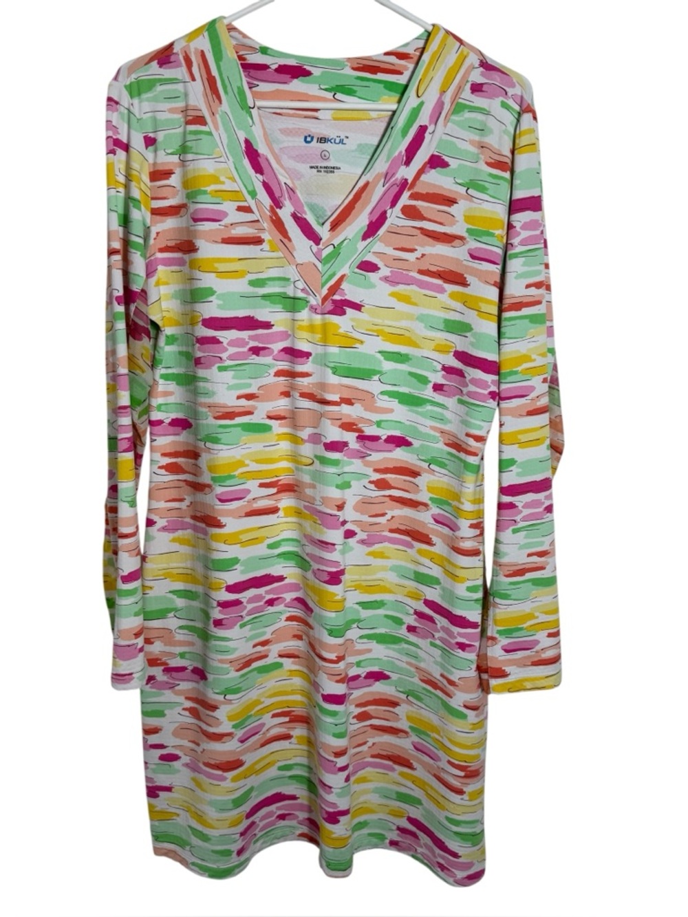 IBKUL Long Sleeve UPF Golf Tennis Dress Size‎ Large Bright Print